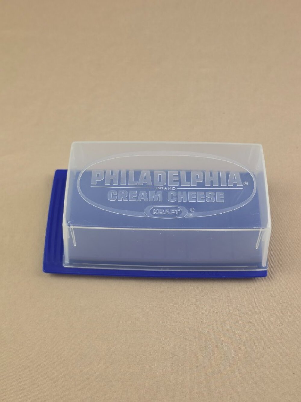Kraft Philadelphia Cream Cheese Storage Container Plastic Blue Base w/ Clear Top